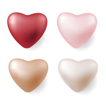 isolated 3d hearts element in pink, red, gold, sliverのイラスト素材