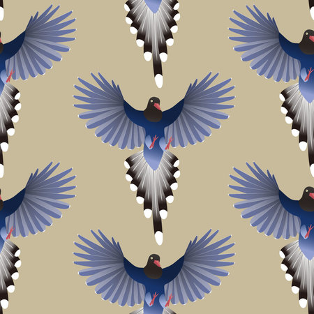 seamless pattern inspired by endemic species (Urocissa caerulea) in Taiwanのイラスト素材