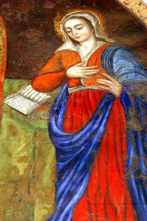 Virgyn Mary on the wall of Vank cathedral in Esfahan, Iranの写真素材