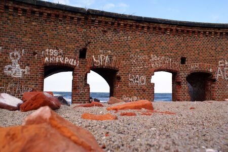 Old fort on the Baltic sea coast near Baltysk, Russia                   の写真素材