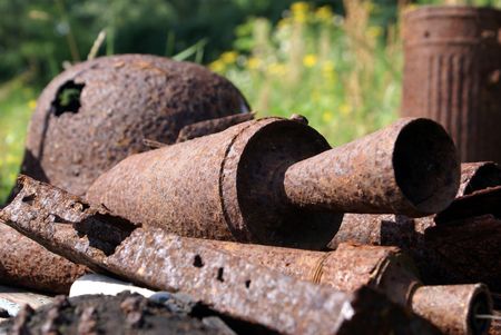 Old machine gun and ammunition, Prussia, Kaliningrad region, Russia                    の写真素材