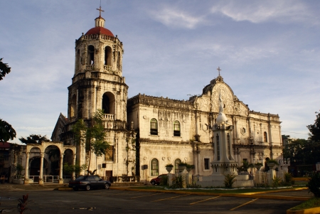 Morning and big Catholic cathedral in Sebu, Philippines                   の写真素材