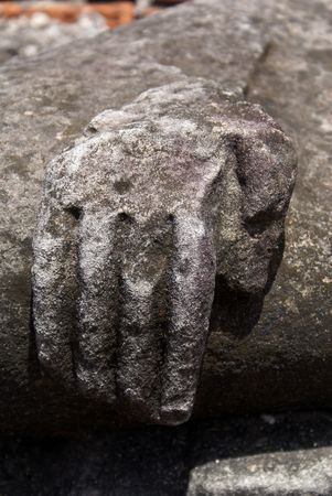 Palm and leg of Buddha in Thailand                の写真素材