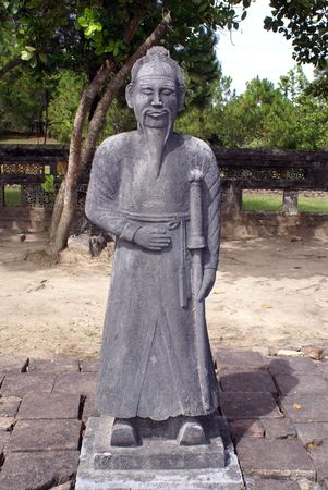 Sculpture on the ground near royal tomb near Hue, Vietnam                の写真素材