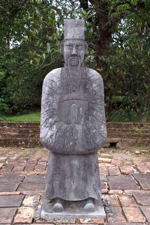 Statue on the ground of tomb complex near Hue, Vietnam            の写真素材
