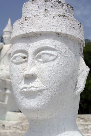 Face of white statue in Mingun, Mandalay, Myanmar                の写真素材