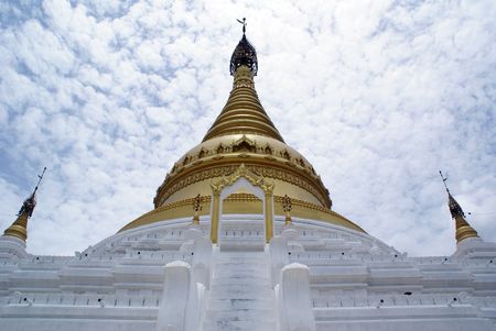 Clouds on the sky and white stupa, Sagaing Hill, Mandalay, Myanmar               の写真素材