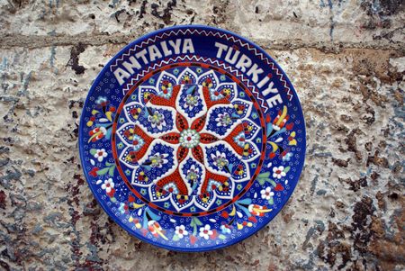 Plate on the wall on the street in Antalya                の写真素材