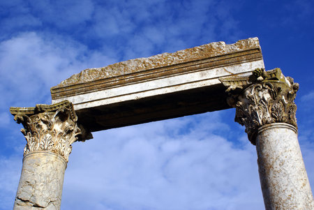 Columns and sky in Aphrodisias, Turkey             