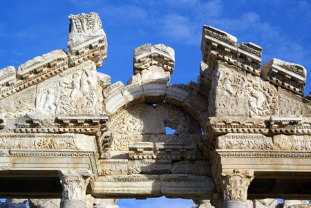 Top of old ruined gate in Aphrodisias, Turkey                 の写真素材