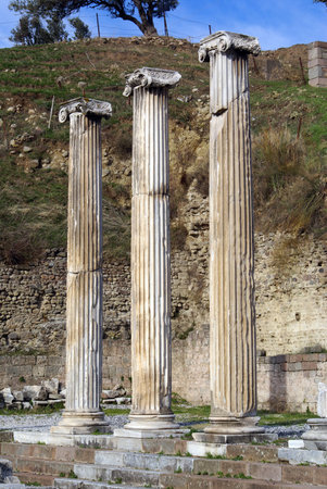 Greek columns in Asklepion, Bergama, Turkey                   