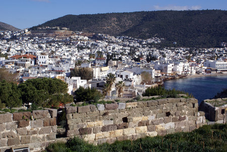 Buildings on the hill in Bodrum                の写真素材