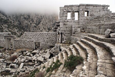 Stage and ruins of theater in Termessos near Antalya              の写真素材