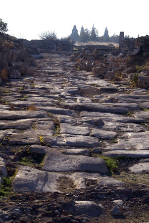 Stones on the street in Hierapolis near Pamukkale, Turkey                の写真素材