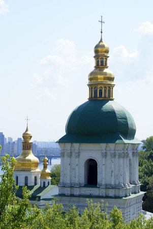 Green church and monastery Lavra, Kiev                   