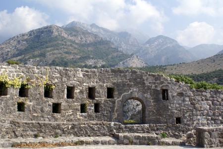 Wall of fortress in Old Bar, Montenegro            の写真素材
