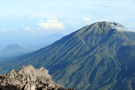 View from the top of volcano Merapi in Jawa, Indonesia
