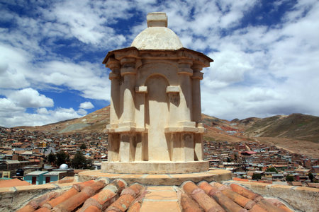 Smal tower on the roof of church San Fransisco in Potosi, Boliviaの写真素材