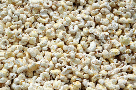 Alot of big popcorn on the tableの写真素材