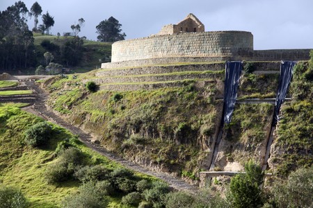Staircase and inca ruins in Ingapirca in Ecuadorの写真素材