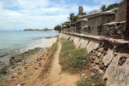 Footpath on the coast near fort in Parlamar, Venezuela の写真素材