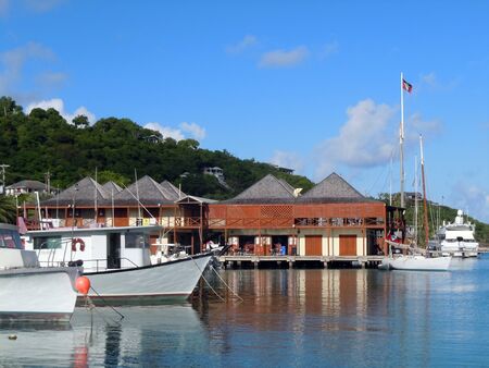 Boats near the coast in Antigua, Caribbean           の写真素材