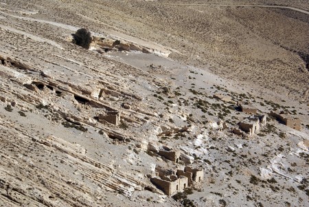 Mountain village near Shobak in Jordan                    の写真素材