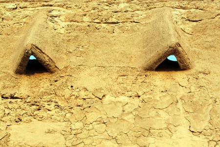 Windows on the wall of fort Arad in Manama city, Bahreinの写真素材