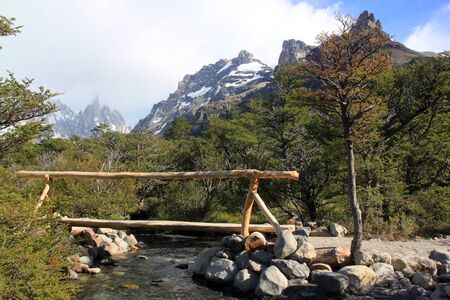 Travel in national park near El Chalten, Argentinaの写真素材