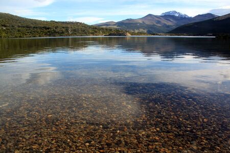 Clean water in the lake in national park near El Chalten, Argentinaの写真素材