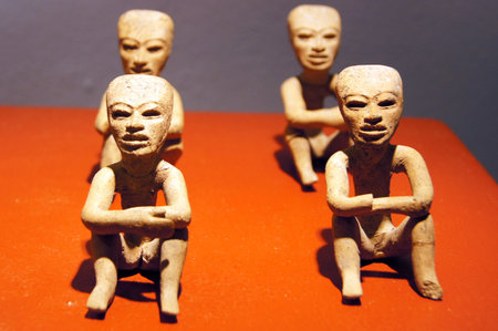 Male statues in museum Ampara in Puebla. Mexico                   