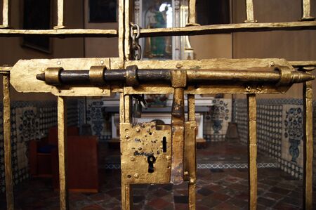 Big lock inside church in Puebla, Mexico                      のeditorial素材