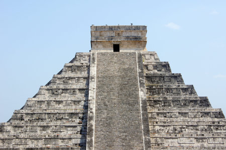 The top of pyramid Kukulkan in Chichen Itza, Mexico                 