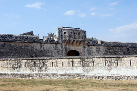 Gate and wall of fort in Campeche, Mexico                 の写真素材