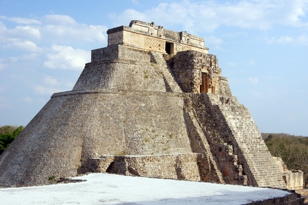 Big stone pyramid in Uxmal, Mexico                   の写真素材