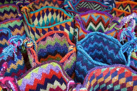 A lot of souvenir bags on the stall for sale in Guatemala               の写真素材