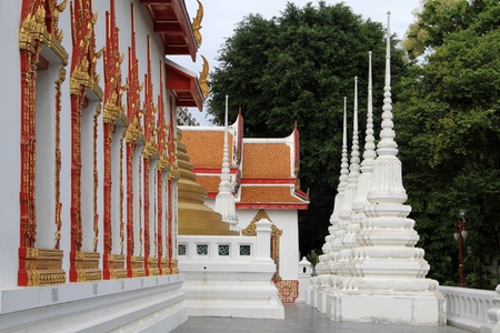 Temple and white stupas in Wat Senassanaram, Ayutthaya, Thailandのeditorial素材