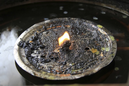 Match with fire on the iron plate in the templeのeditorial素材