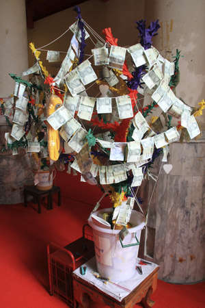 Money tree in temple in Wat Kasattrathirat in Ayutthaya, Thailandのeditorial素材
