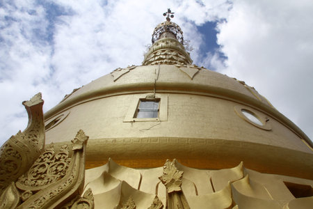Golden stupa near Mohnyin Thambuddhei Paya, Moniwa, Myanmarの写真素材