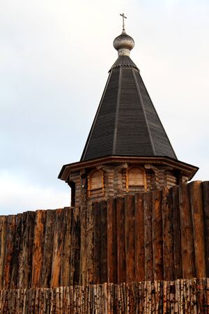 New wooden monastery buildings in Murmansk, Russiaの写真素材
