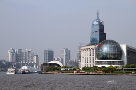 River Huangpu and Pudong in Shanghai, Chinaのeditorial素材