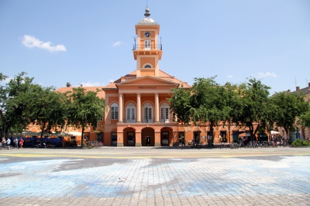 Clock tower on the square in Sombor, Serbiaの写真素材