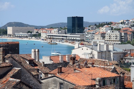 View on the coast in Split from bell tower, Croatiaのeditorial素材
