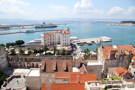 View from bell tower on the harbor Split, Croatiaのeditorial素材