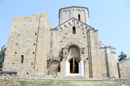 Old stone church in Jurjevi Stupovi monastery near Novi Pazar, Serbia