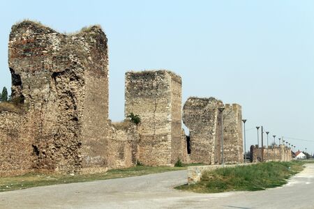 Towers of big fortress in Smederevo, Serbiaのeditorial素材