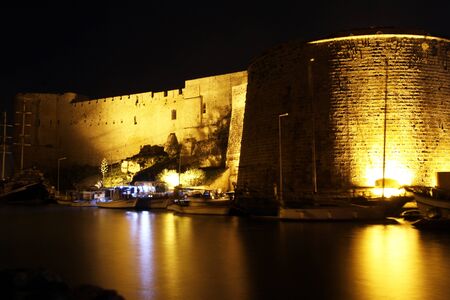 Fortress Girne at night, North Cyprusのeditorial素材