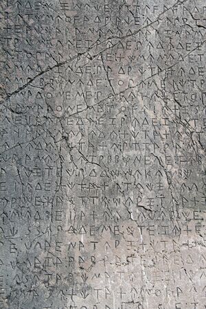 Text on the ancient stela in Ksanthos in Turkeyのeditorial素材