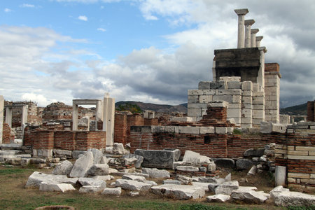 Ruins of Saint John casilica in Selcuk, Turkeyの写真素材